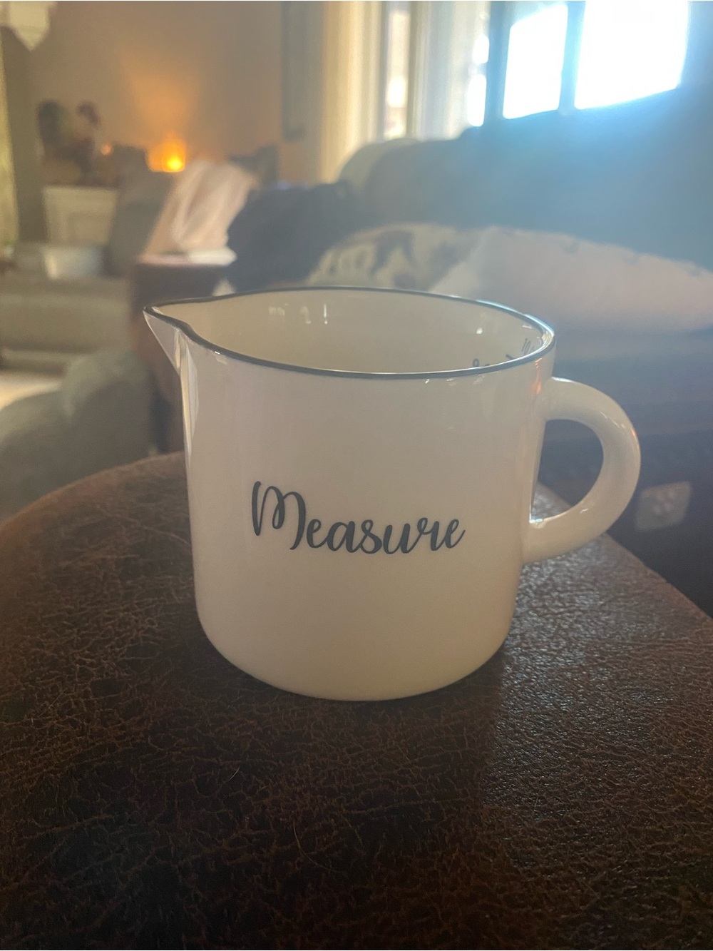 White Ceramic Measuring Pitcher - Measure Label